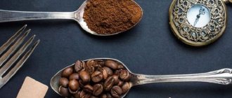 Coffee beans in a spoon, photo